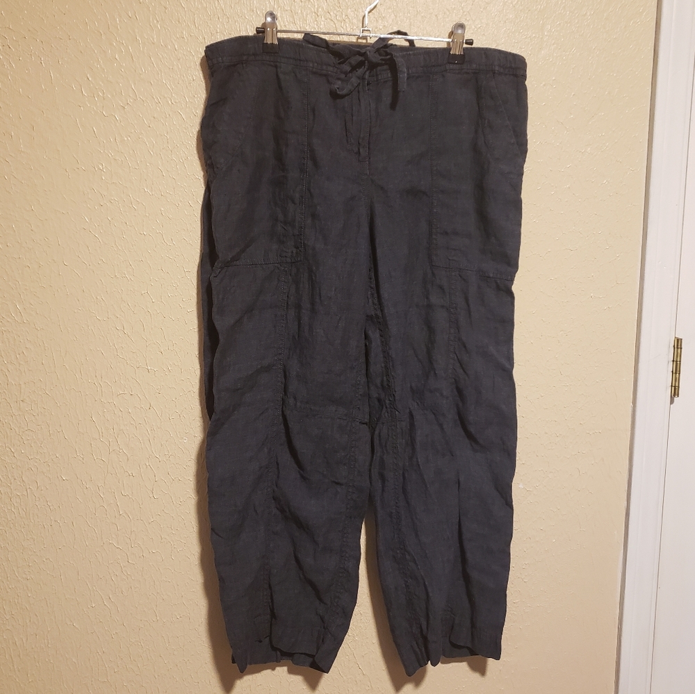 Eileen Fisher 100% Linen Cropped Capris Size Large‎